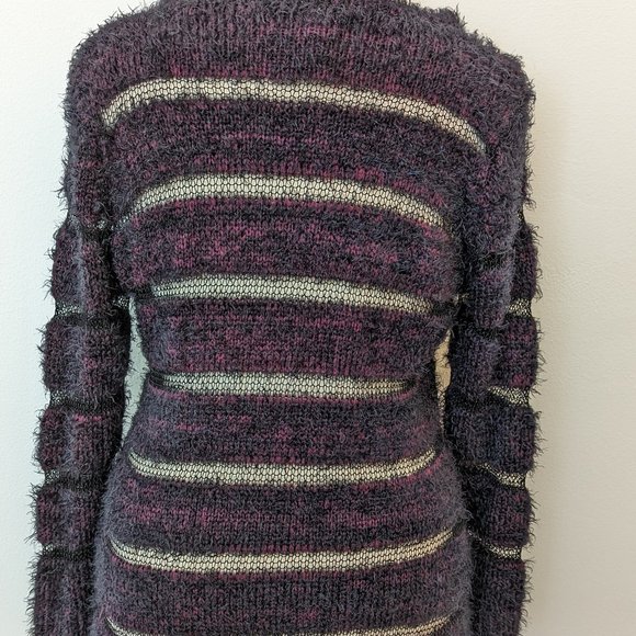 Edgy! Eyelash Knit Sheer Stripe Sweater - Picture 4 of 7